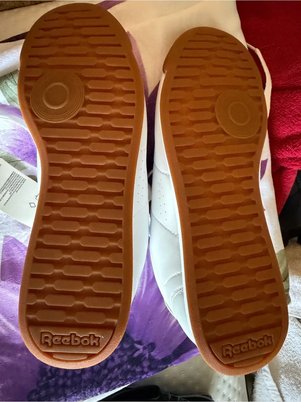 Reebok White Athletic Sneakers with Gum Sole